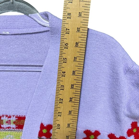 ZARA Womens Cropped Jacquard Knit Cherry Cardigan Sz M Sweater Cottage Coquette - Picture 10 of 11